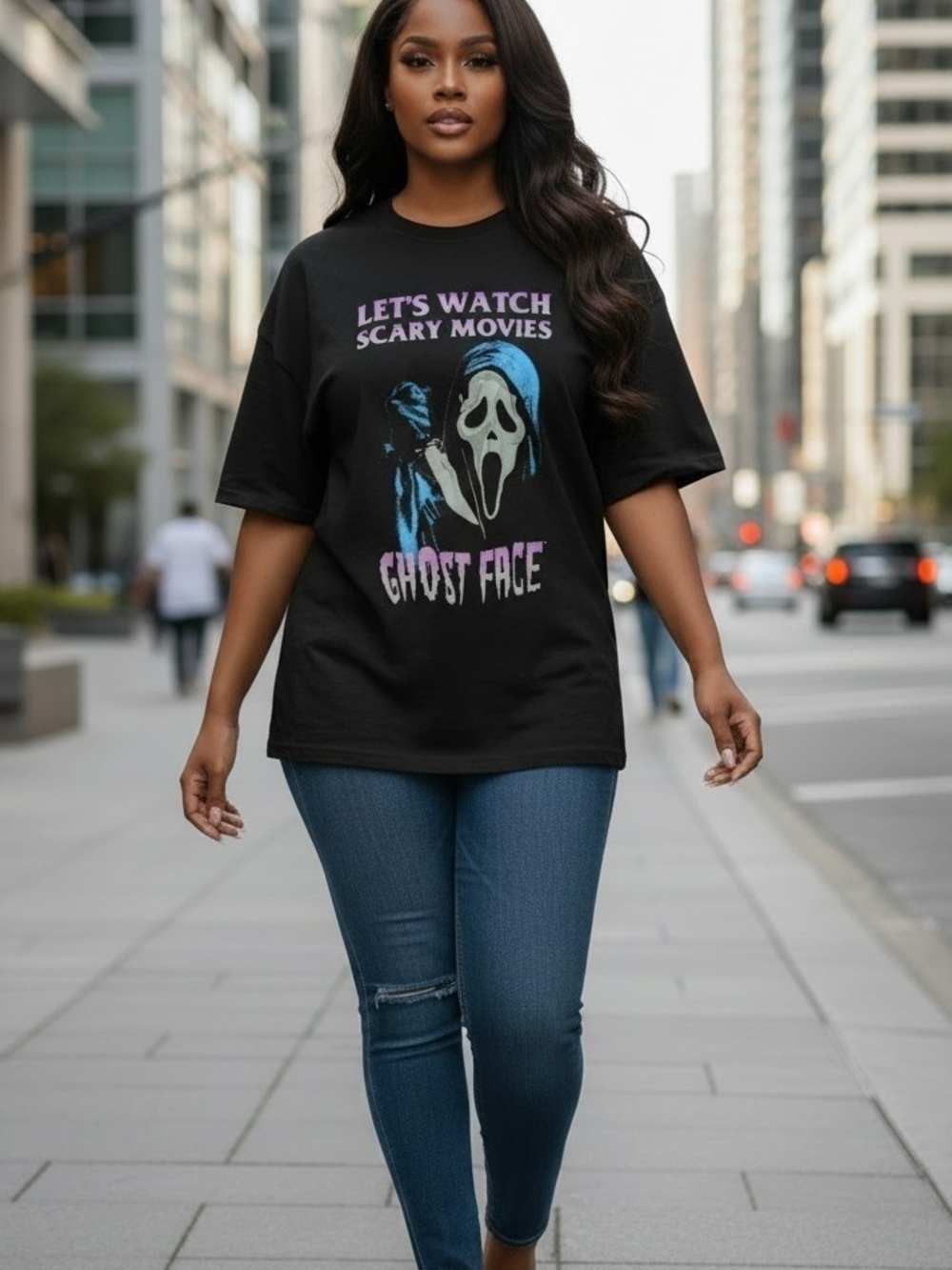 Fashion Nova Ghost Face Scary Movies Graphic T-Shirt  1X Scream Oversized (EUC)